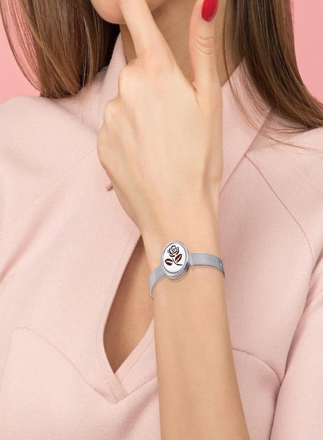 YWLI Essential Oil Diffuser Bracelet Aromatherapy Locket Adjustable Stainless Steel Rose Watch Chain Bracelet with 10 Pcs Refill Pads for Women - Image 4
